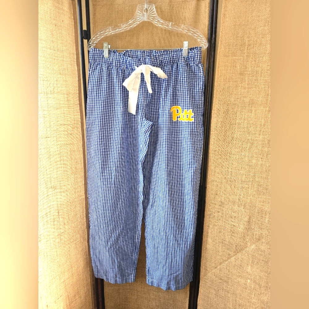 NWOT Women's Concepts Sport Pitt Pittsburg Panthers Blue Gingham Lounge Pants M - Picture 1 of 13